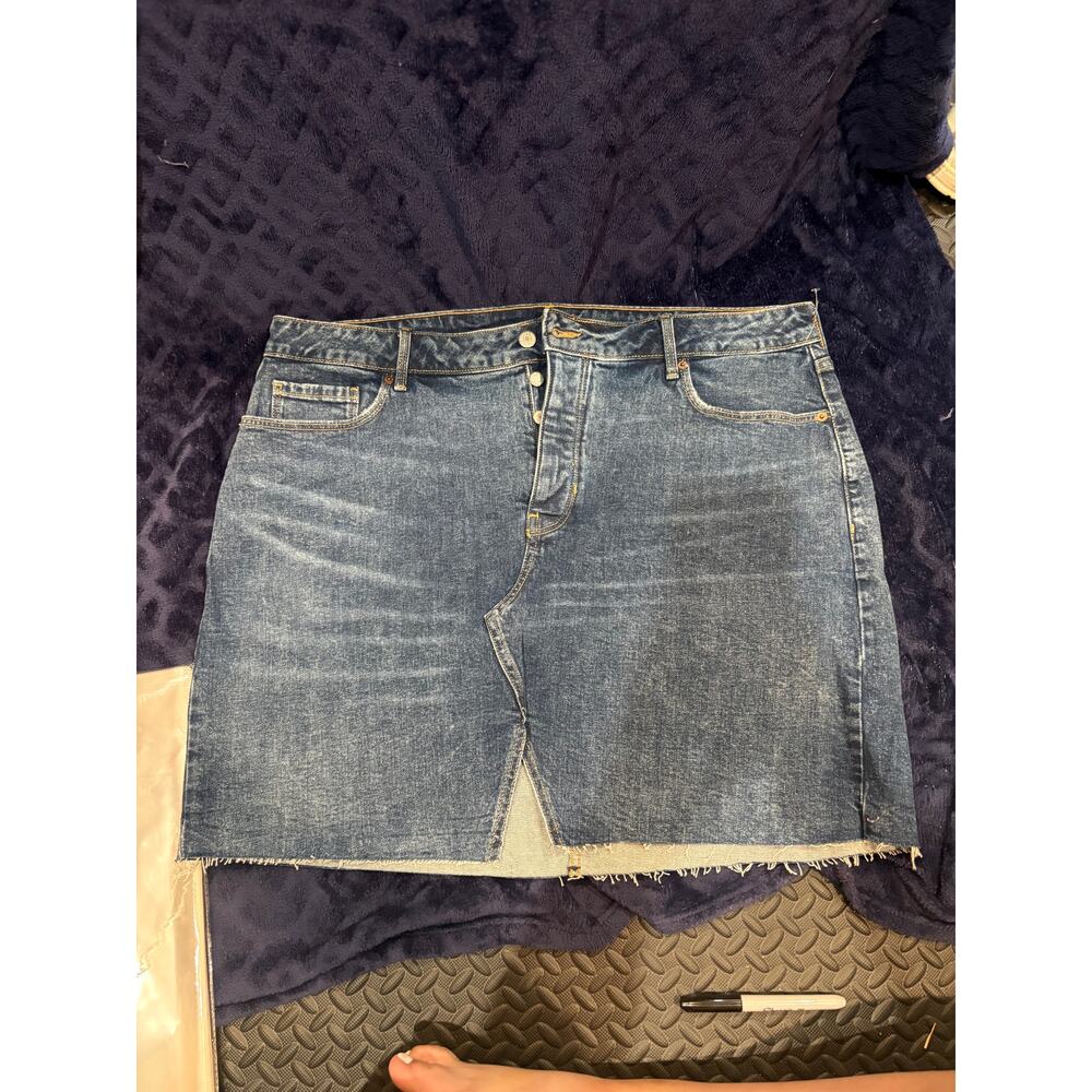 Old Navy Higher High Rise Denim Mini Skirt Raw Hem Plus Size 20 Stretch